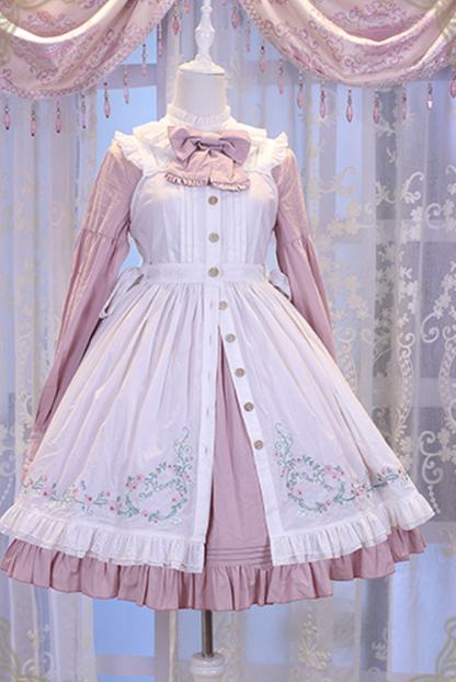 Chess Story - Rosebud Manor Version 2.0 - Vintage Country Lolita Embroidered JSK Smocked Dress
