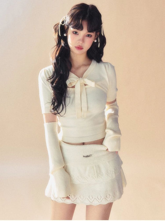 Reversible Sleeve Knit Top/Cake Skirt【s0000007506】