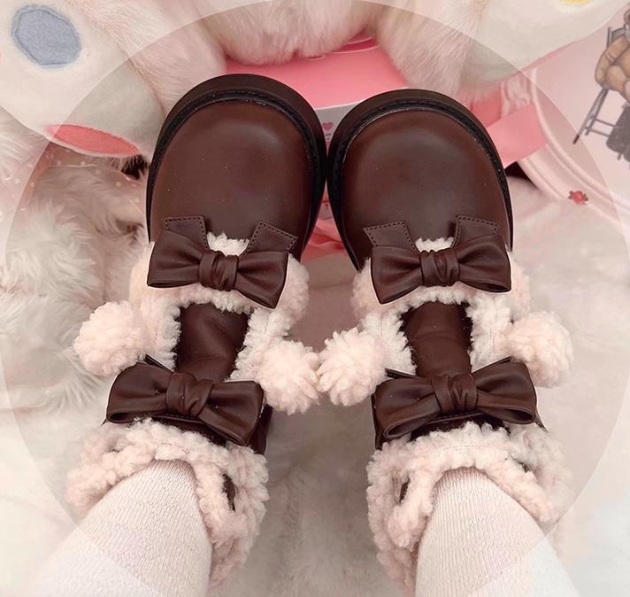 Beauty Bunny - Furry Bear - Winter Cute Lolita Shoes Short Snow Boots
