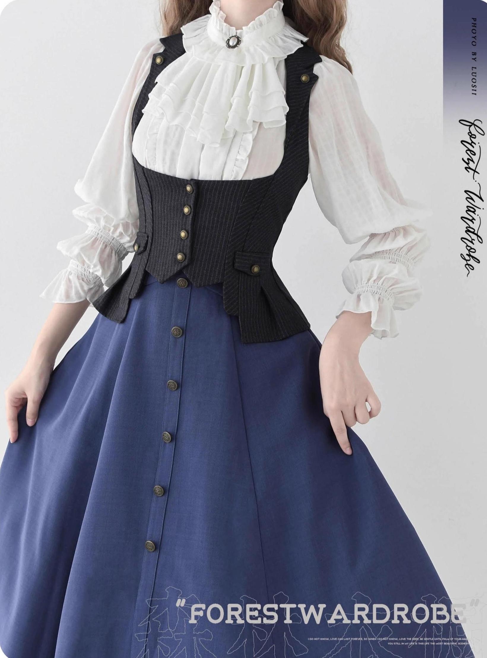 Forest Wardrobe - Forest Contract - Classic Lolita Striped Vest, Elastic Waist