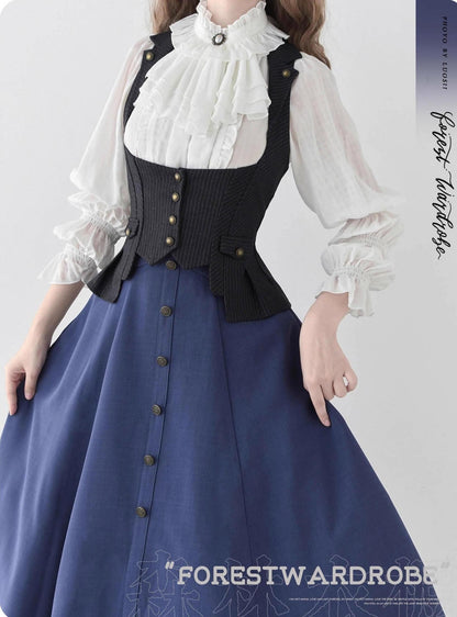 Forest Wardrobe - Forest Contract - Classic Lolita Striped Vest, Elastic Waist