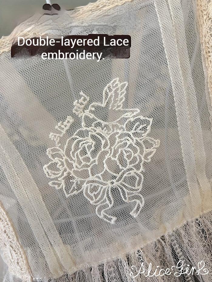 Alice Girl - Elegant Lolita Embroidered Apron with Adjustable Strap