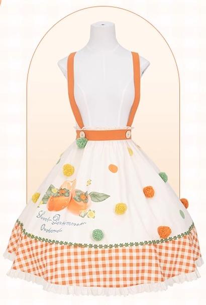 Mademoiselle Pearl - Persimmon - Autumn Persimmon Print Lolita OP JSK SK Dress
