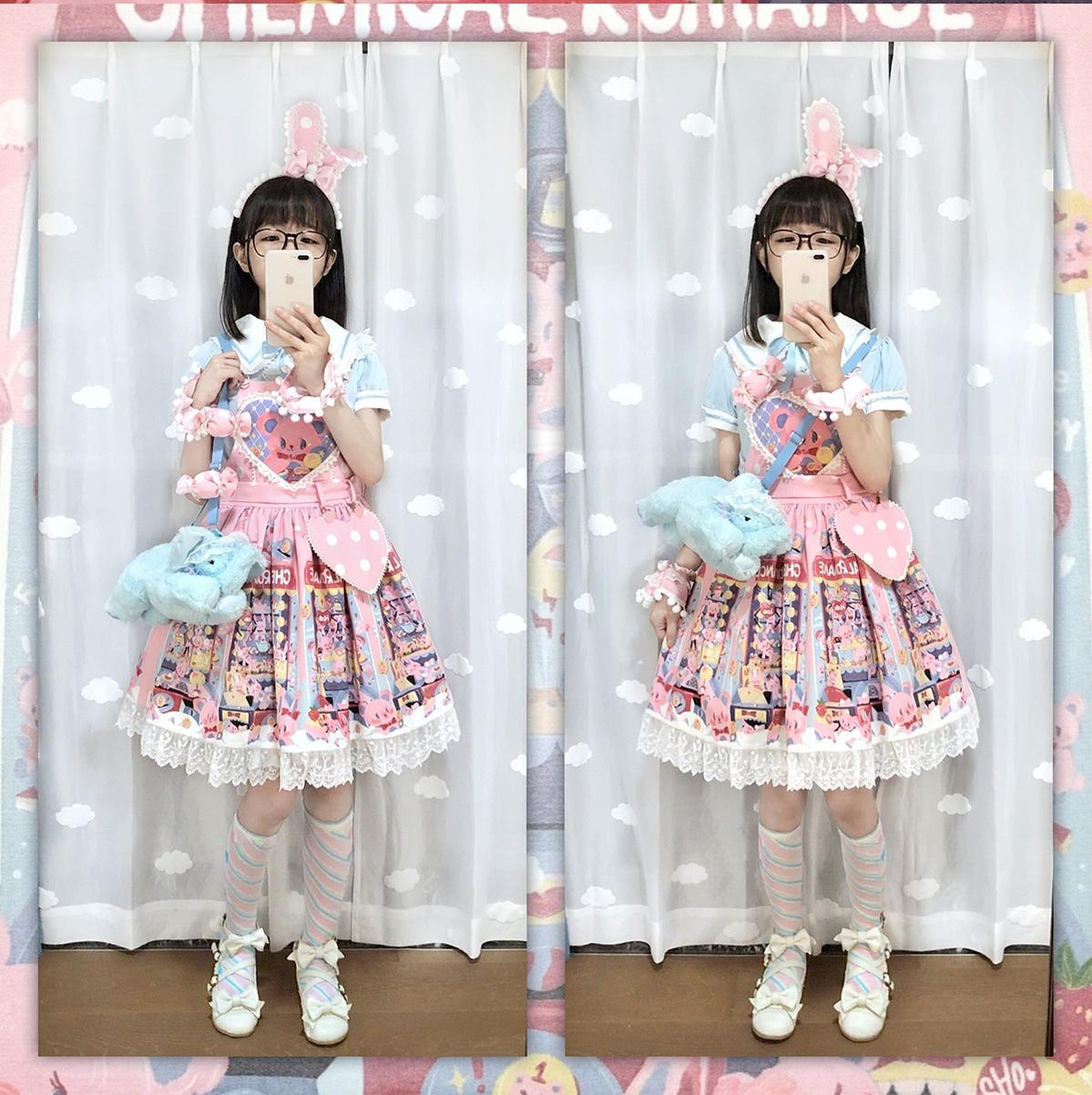 Chemical Romance - Sweetheart Doll Machine - Sweet Lolita Printed Salopette