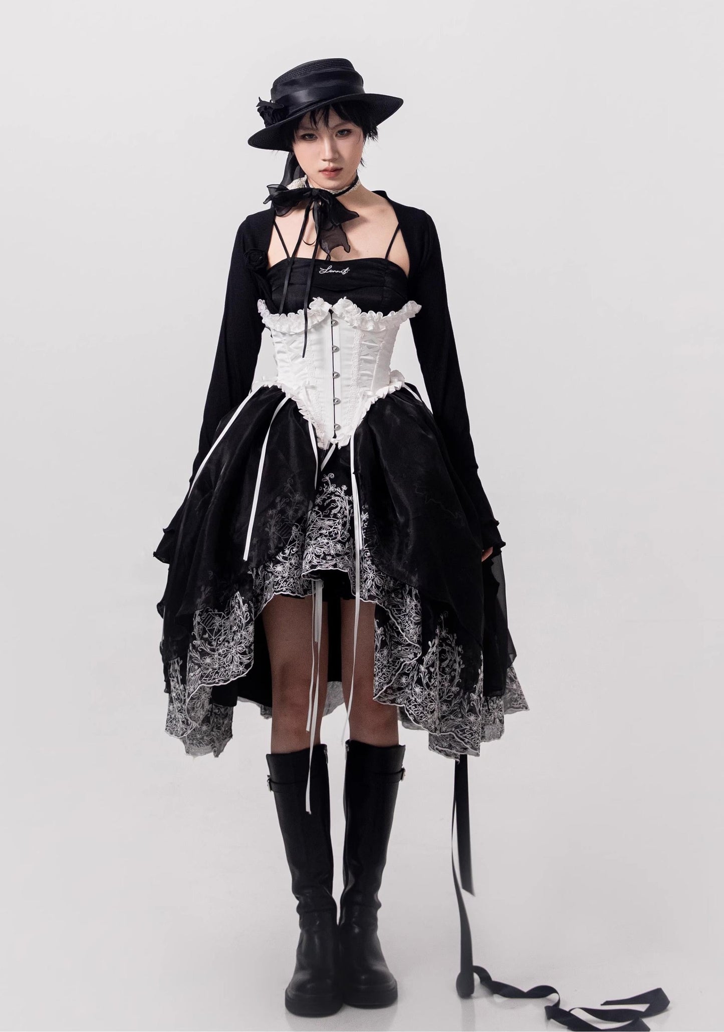 ZJstory - Sonnet Summer - Sweet Lolita Dress Set Embroidery Shirt Tiered Jumper Dress