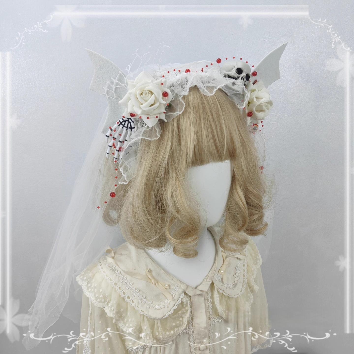 Cocoa Jam - Halloween Gothic Lolita Accessories, White Bride Style