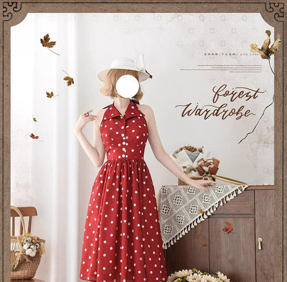 Forest Wardrobe - Afternoon Forest - Vintage Lolita Dress Halter Neck Open Back