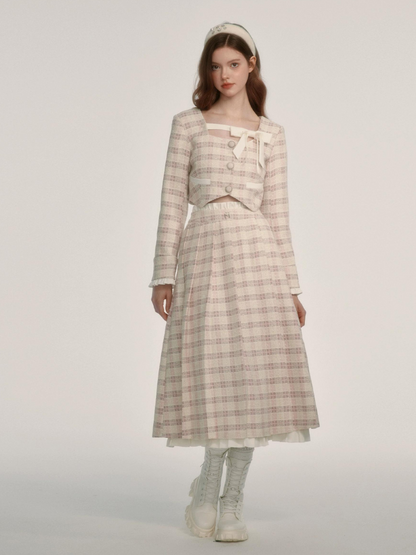 Fragrance Style Plaid Pleated Skirt Suit【s0000003452】