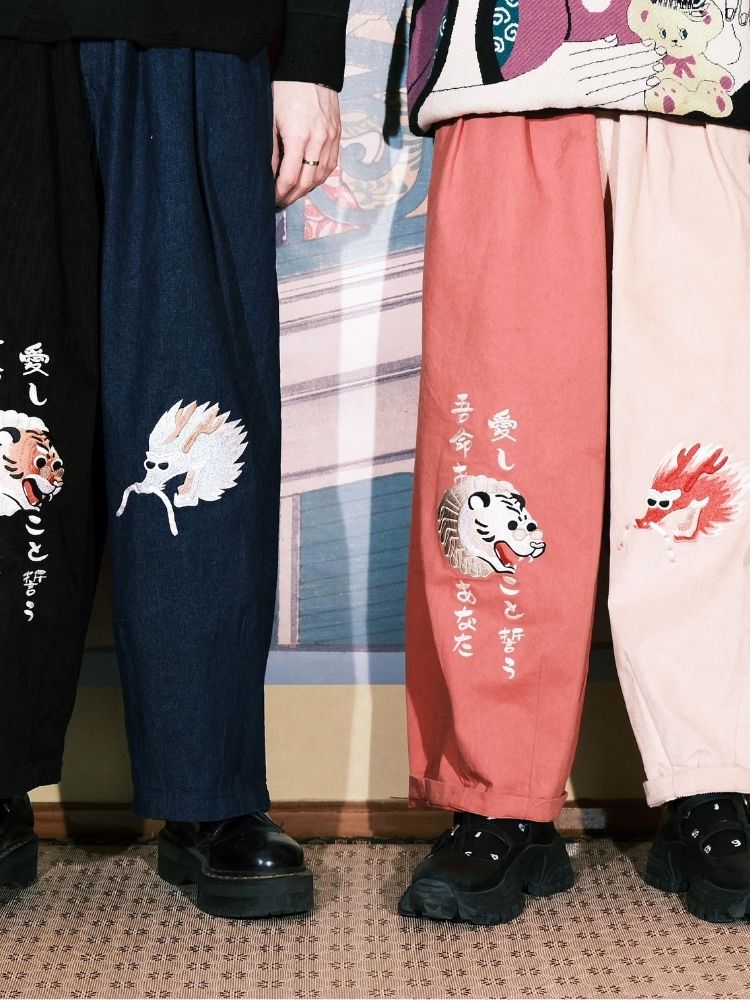 Two-color stitching wide-leg pants【s0000003617】