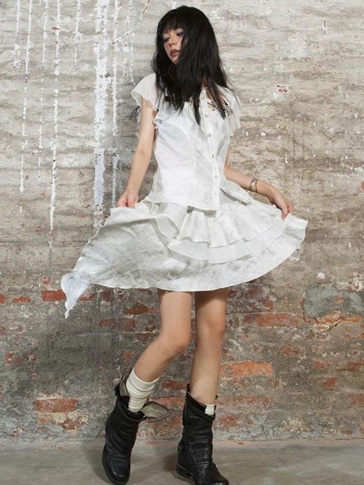 Stitching short-sleeved shirt【s0000003211】