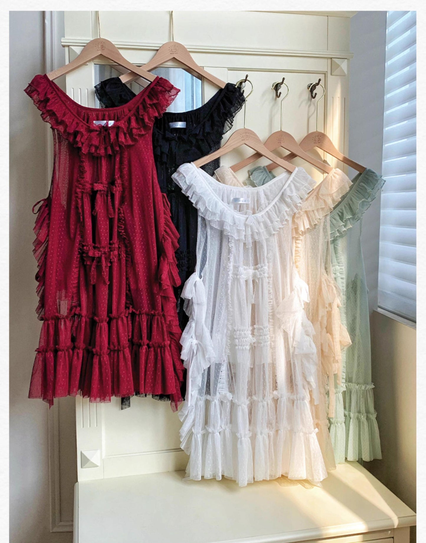 With PUJI - Letters and Poetry - Classic Lolita Tulle Over-Skirt for Summer