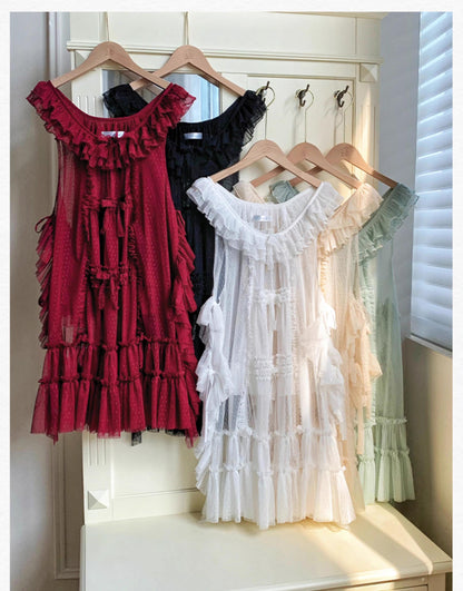 With PUJI - Letters and Poetry - Classic Lolita Tulle Over-Skirt for Summer