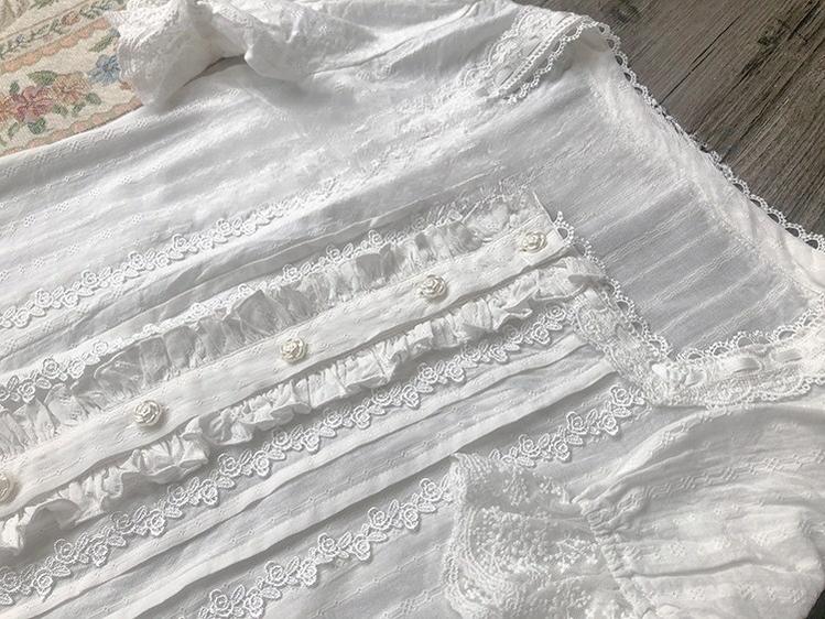 Dawn and Morning - White Elegant Lolita Shirt French Style Lolita Innerwear