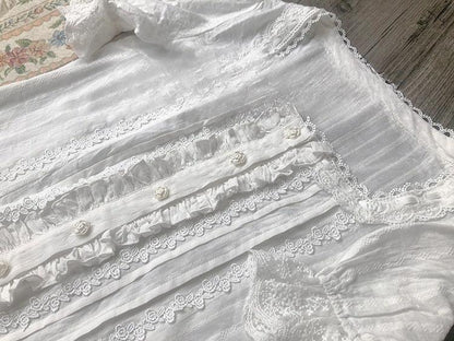 Dawn and Morning - White Elegant Lolita Shirt French Style Lolita Innerwear