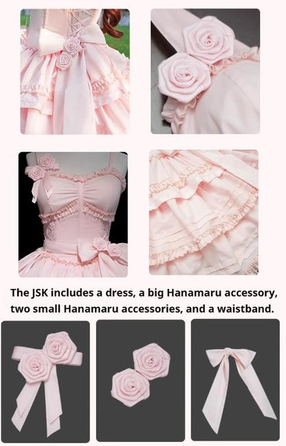 Mengfuzi - Lilith - Pink Sweet Lolita JSK Tiered Ruffle Dress with Bolero