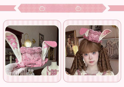 Sakurahime - Bunny Breeze - Pink Sweet Lolita OP Dress with Cute Hat and Bunny Ears