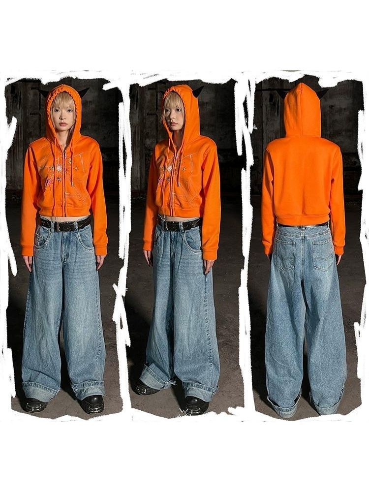 Crackle Print Pointed Short Sweatshirt Jacket【s0000004815】