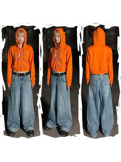 Crackle Print Pointed Short Sweatshirt Jacket【s0000004815】