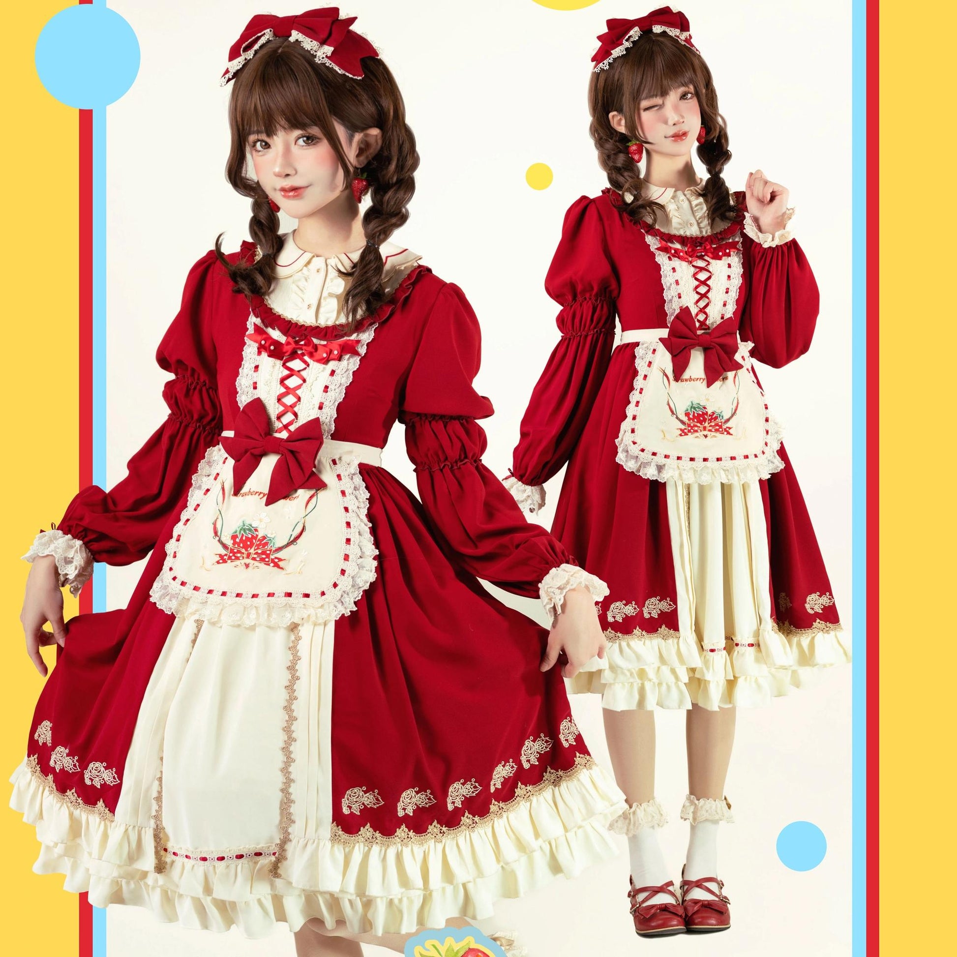 Strawberry Witch - Tochigi Girl - Sweet Lolita Strawberry Embroidered Dress