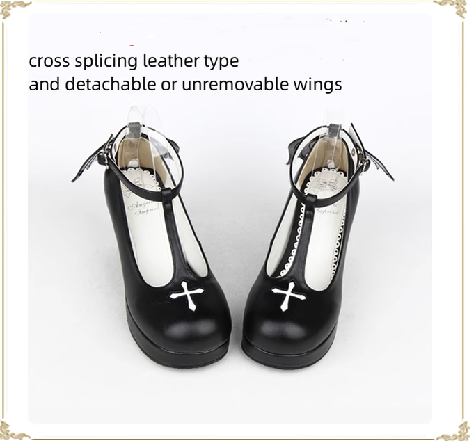 Angelic Imprint - Gothic Lolita Wings and Cross Shoes for Chistmas