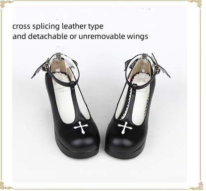 Angelic Imprint - Gothic Lolita Wings and Cross Shoes for Chistmas