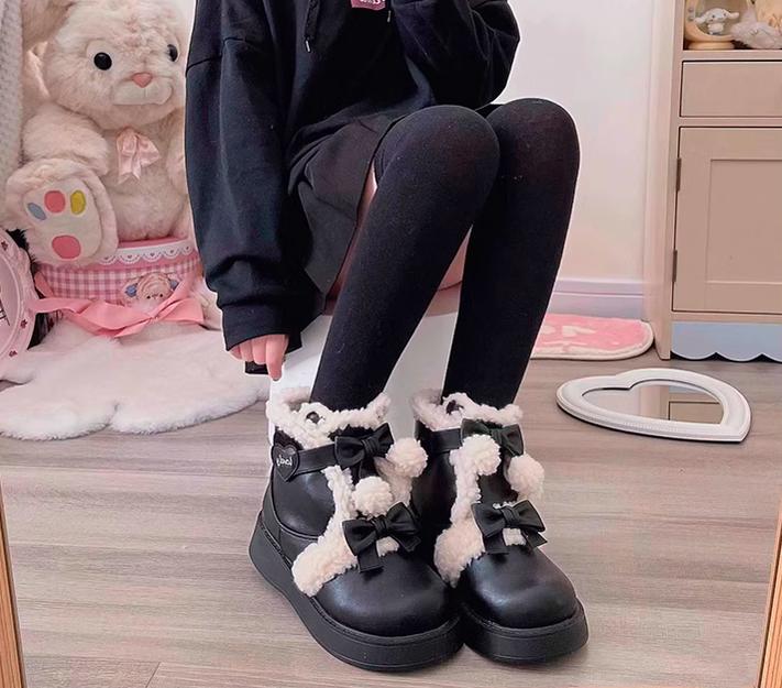 Beauty Bunny - Furry Bear - Winter Cute Lolita Shoes Short Snow Boots