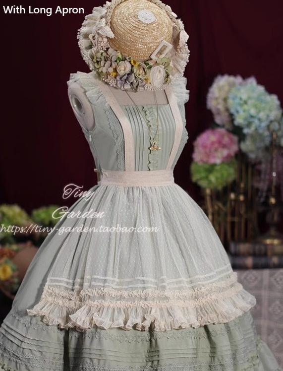 Tiny Garden - Spring Whisper - Solid Color Classic Lolita JSK Dress with Tulle Apron