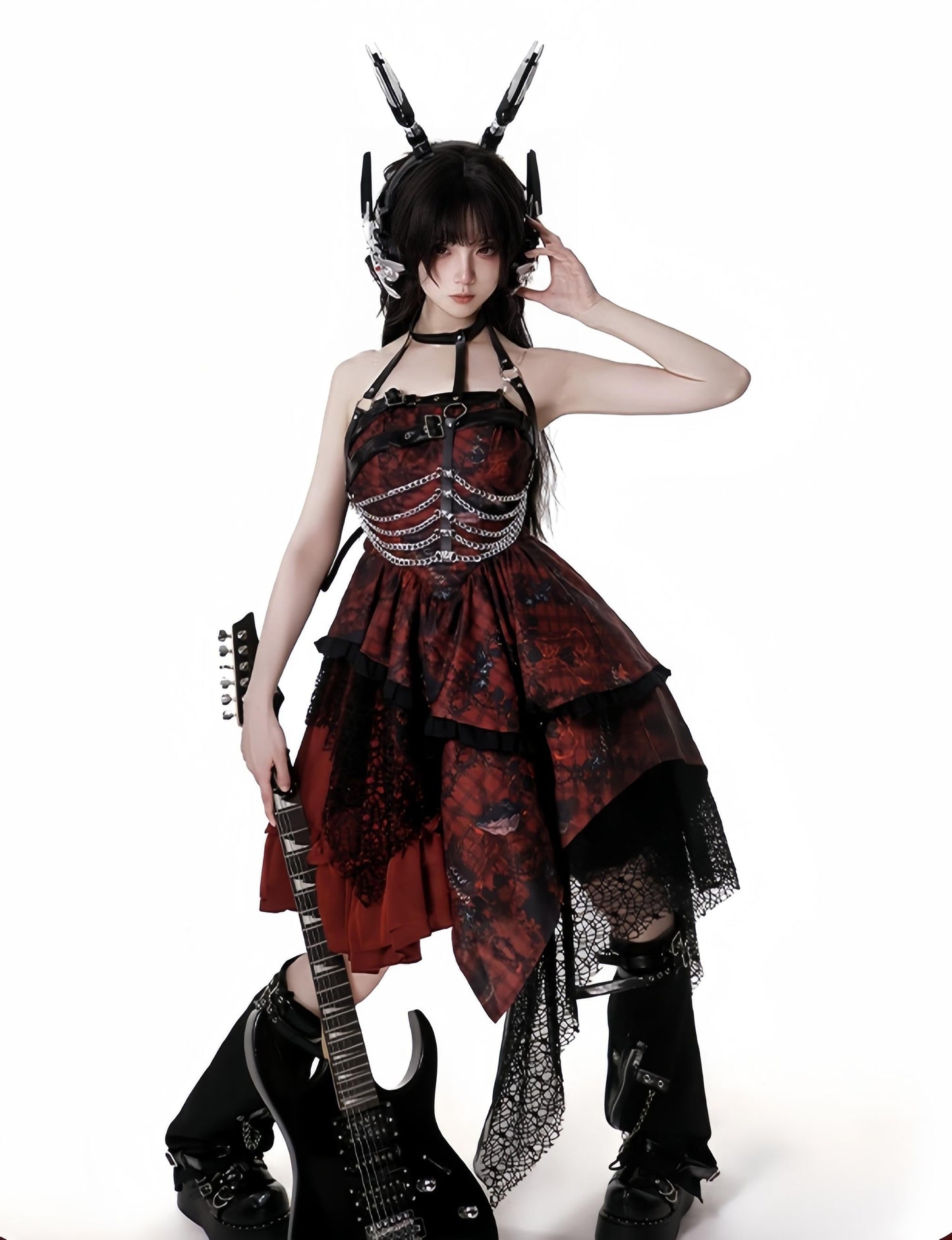 YingLuoFu - Bleeding Strawberry - Gothic Lolita JSK Dress With Jacket/Rib Chain Accessory