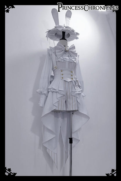 Princess Chronicles - Rabbit Theater White Moonlight - Ouji Lolita Shorts Set, Rabbit Hat