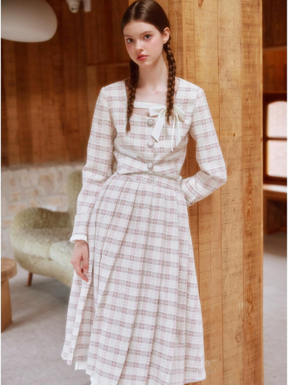 Fragrance Style Plaid Pleated Skirt Suit【s0000003452】