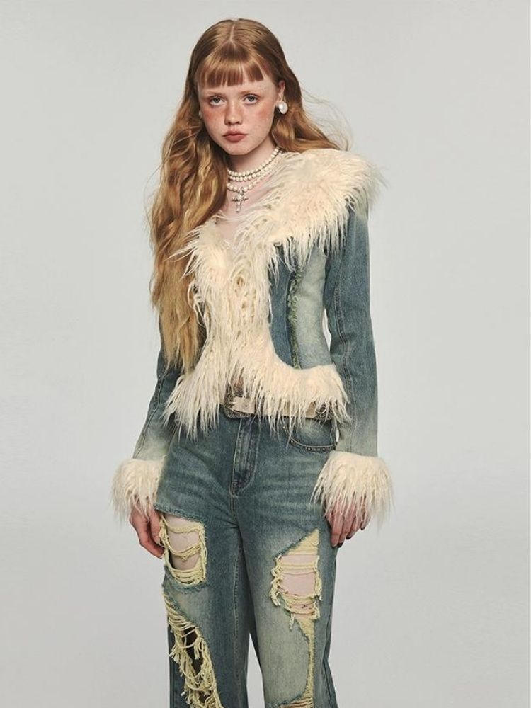 Retro damaged denim jacket【s0000004124】