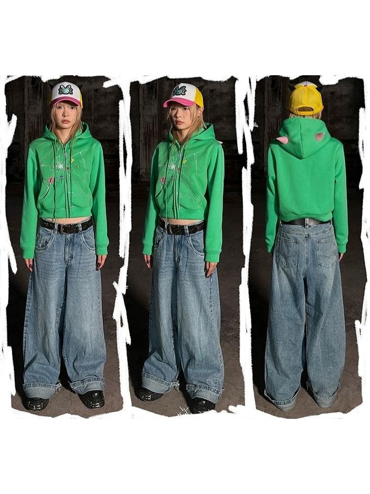 Crackle Print Pointed Short Sweatshirt Jacket【s0000004815】