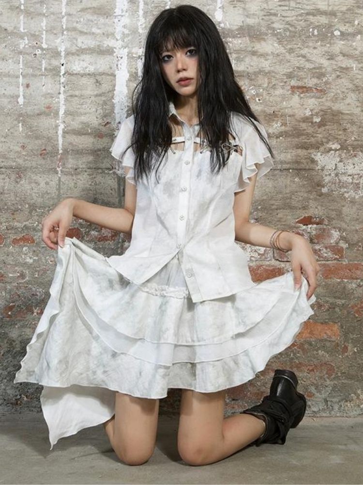 Stitching short-sleeved shirt【s0000003211】