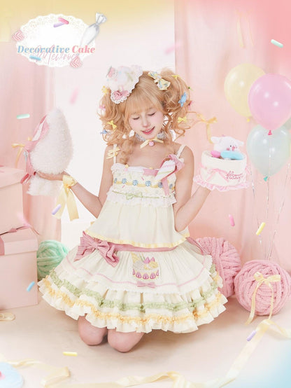 Mewroco - Decorative Cake - Sweet Lolita JSK Camisole Jumper Dress