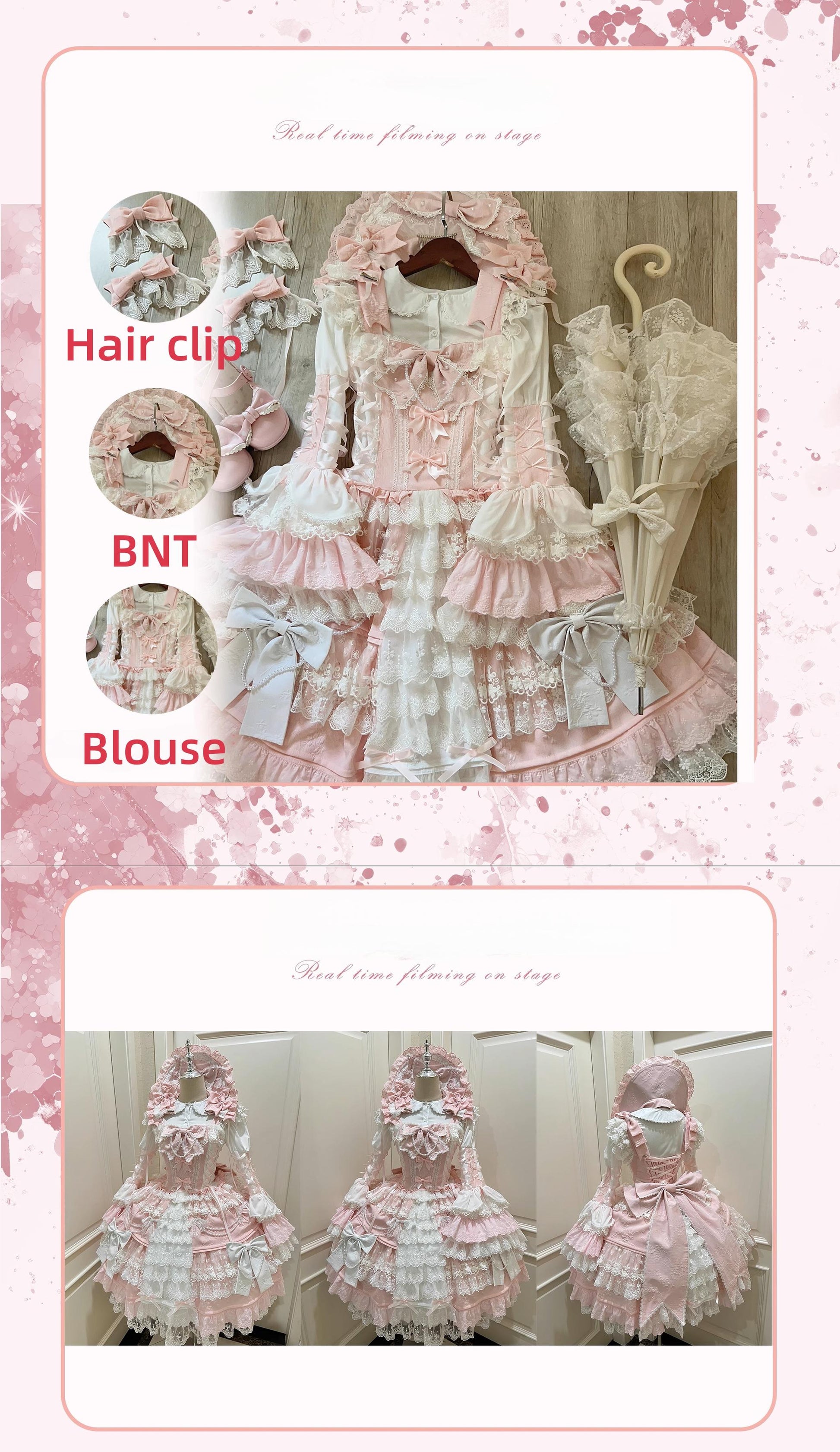 Peach Bunny - Sakura Love - Gorgeous Doll-like Lolita Dress Suit, Tiered Skirt