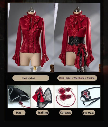 Forest Fluorescent Carps - Rose Countess - Ouji Lolita Pants Suit Prince Coat Elegant Shirt Trailing