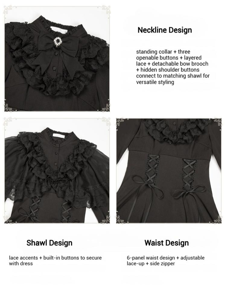 With PUJI - White Daylight - Elegant Lolita Long Sleeve OP Dress, Side Zipper