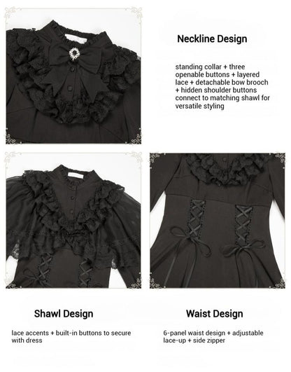 With PUJI - White Daylight - Elegant Lolita Long Sleeve OP Dress, Side Zipper