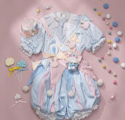 Forest Fluorescent Carps - Ouji Lolita OP Dress Circus Lolita Strip Prince Suit