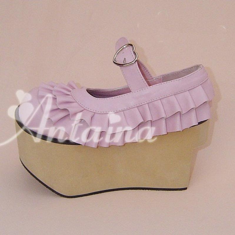 Antaina - Sweet Lolita Platform Shoes Lotus Leaf Edge Multicolor