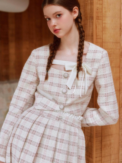 Fragrance Style Plaid Pleated Skirt Suit【s0000003452】