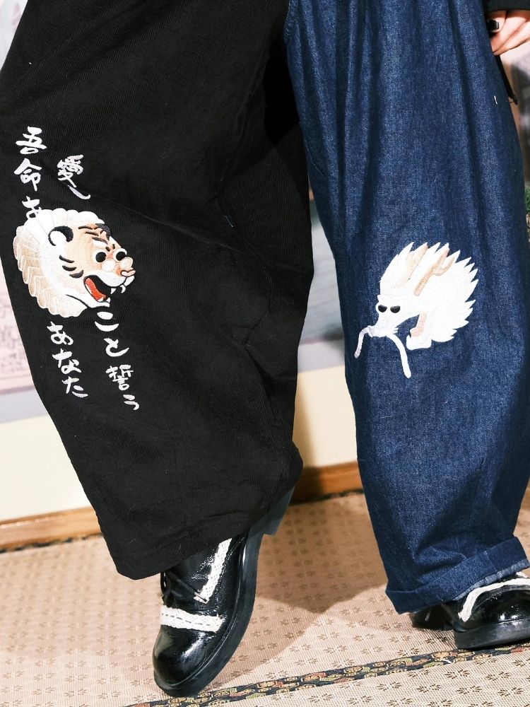 Two-color stitching wide-leg pants【s0000003617】