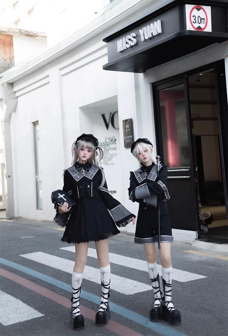 CastleToo - Rules of the Otherworld - Gothic Ouji Lolita Shorts Set with Embroidery Jacket