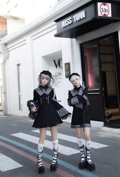 CastleToo - Rules of the Otherworld - Gothic Ouji Lolita Shorts Set with Embroidery Jacket