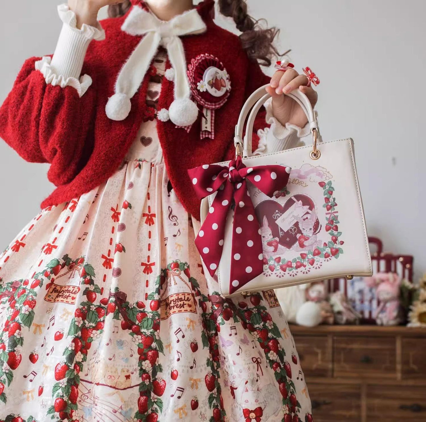 Morning Glory - Retro Lolita Handbag PU Square Wedding Bag