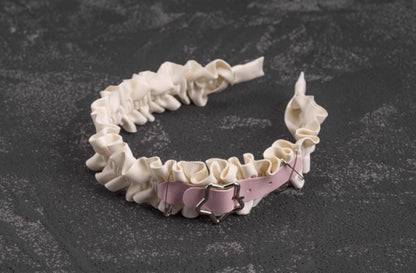 Strange Sugar - Sweet Lolita KC White Pink Ruffled Hairband Accessories
