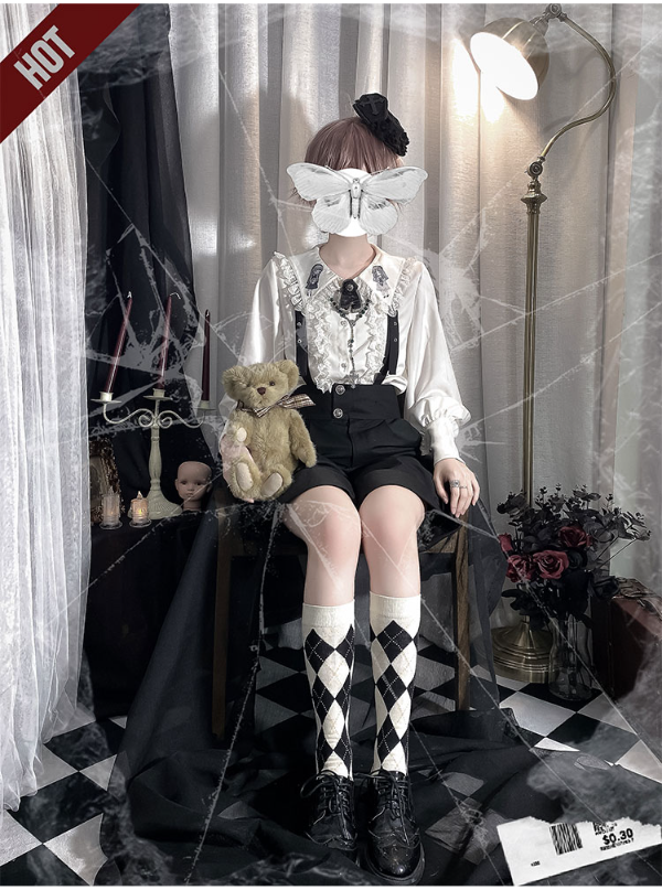 CastleToo - Corroding the Heart - Ouji Lolita Shirt Suspenders Shorts