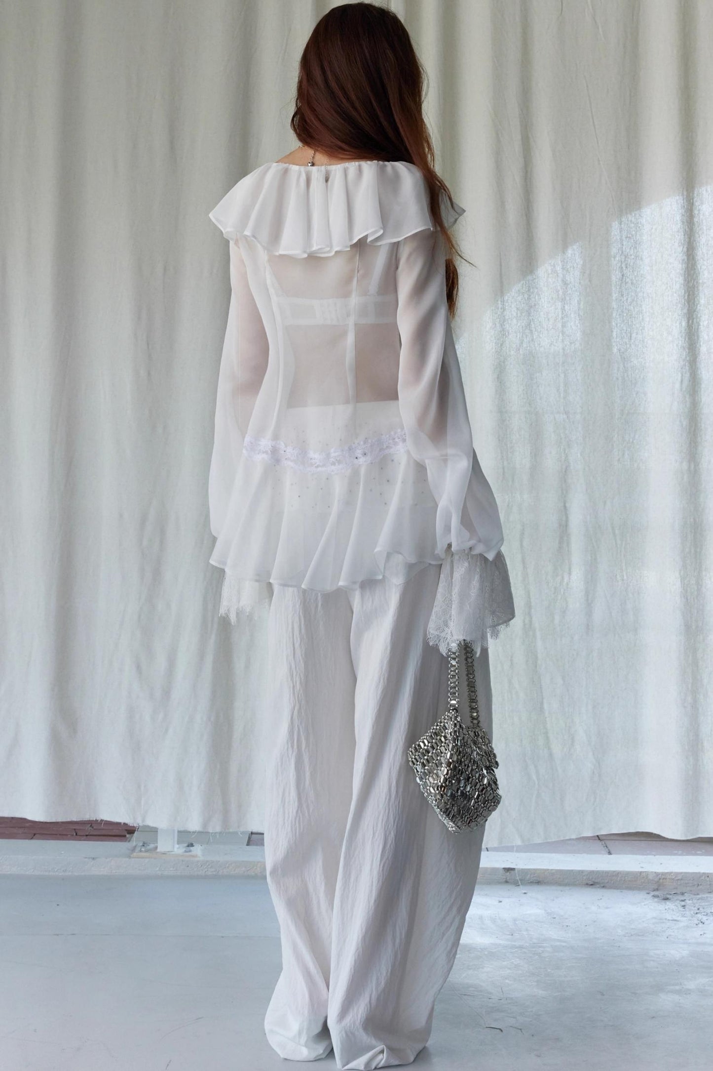 Lace-Trimmed Wide-Leg Culottes