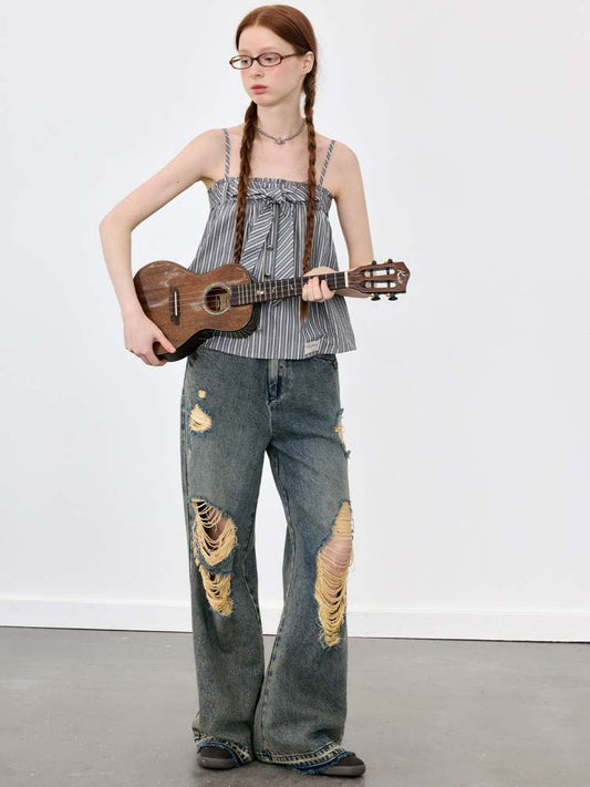 Stripe Suspenders A-Line Short Tops【s0000008079】