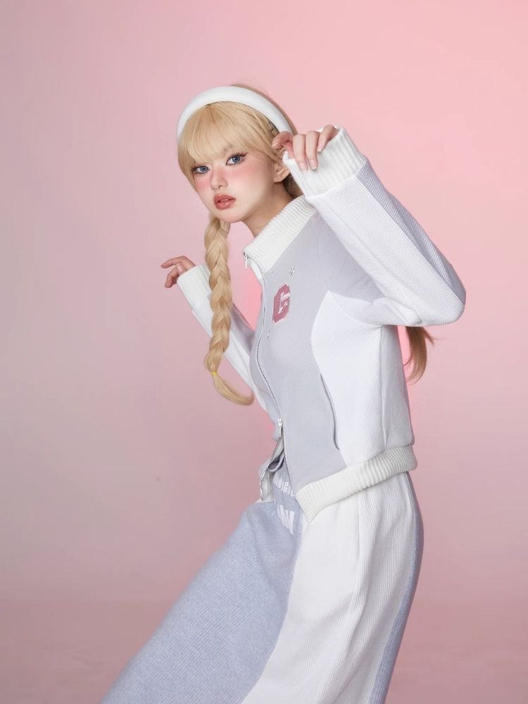 Stand Up Neck Top Double Zipper Sweatshirt【s0000006345】